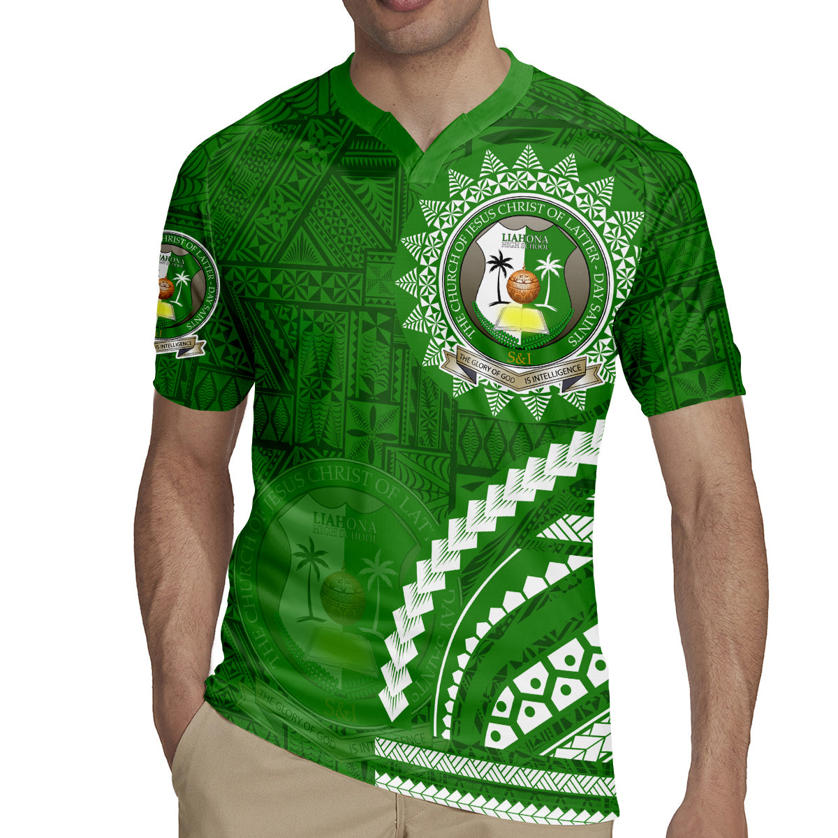 Liahona High School Rugby Jersey Ngatu and Polynesian Pattern