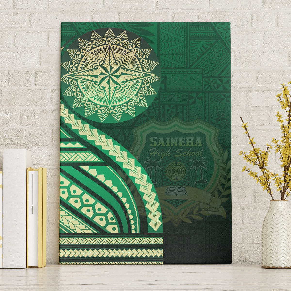 Saineha High School Canvas Wall Art Ngatu and Polynesian Pattern