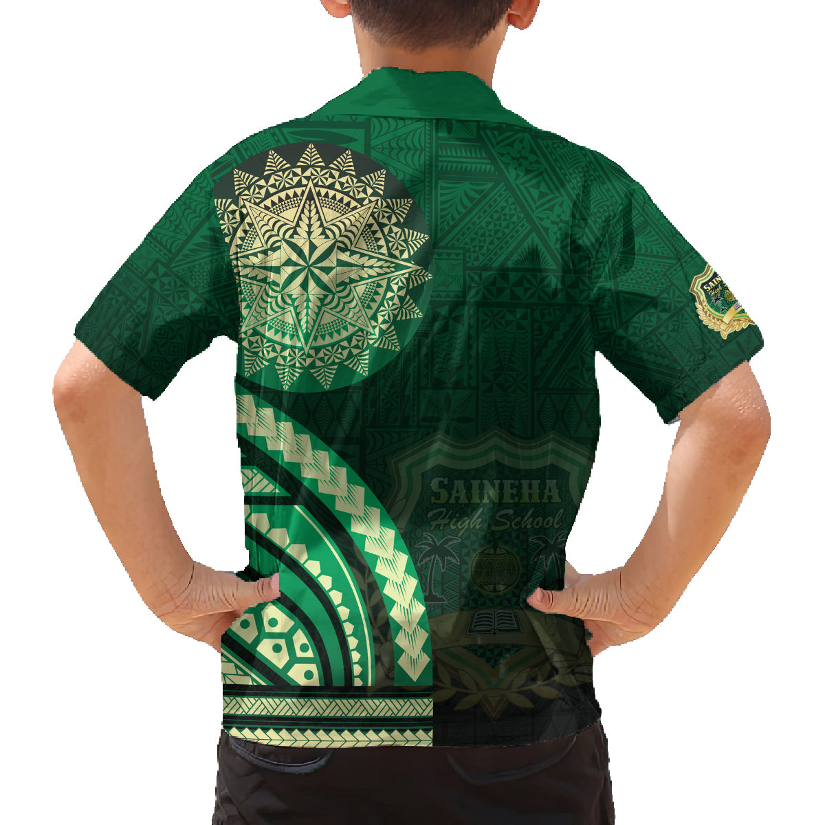 Saineha High School Family Matching Puletasi and Hawaiian Shirt Ngatu and Polynesian Pattern LT03 - Polynesian Pride