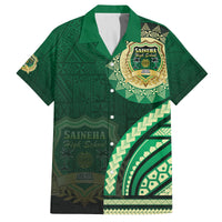 Saineha High School Family Matching Puletasi and Hawaiian Shirt Ngatu and Polynesian Pattern LT03 Dad's Shirt - Short Sleeve Green - Polynesian Pride