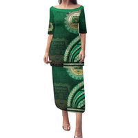 Saineha High School Family Matching Puletasi and Hawaiian Shirt Ngatu and Polynesian Pattern LT03 Mom's Dress Green - Polynesian Pride