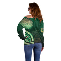 Saineha High School Off Shoulder Sweater Ngatu and Polynesian Pattern