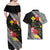 Aloha Hawaii Hibiscus and Plumeria Flowers Couples Matching Off Shoulder Maxi Dress and Hawaiian Shirt Kanaka Maoli Tattoo Polynesian Pattern