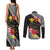 Aloha Hawaii Hibiscus and Plumeria Flowers Couples Matching Tank Maxi Dress and Long Sleeve Button Shirt Kanaka Maoli Tattoo Polynesian Pattern