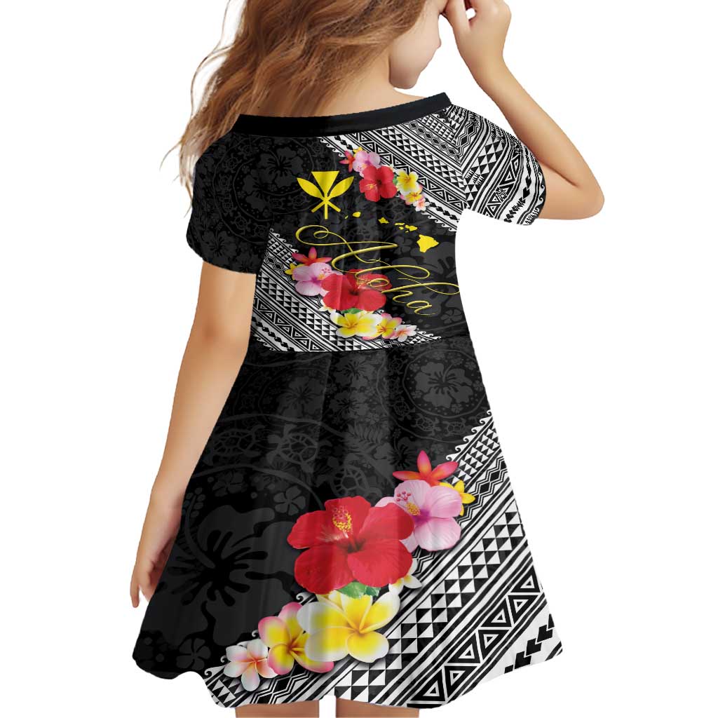 Aloha Hawaii Hibiscus and Plumeria Flowers Family Matching Off Shoulder Maxi Dress and Hawaiian Shirt Kanaka Maoli Tattoo Polynesian Pattern