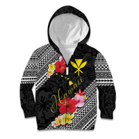 Aloha Hawaii Hibiscus and Plumeria Flowers Kid Hoodie Kanaka Maoli Tattoo Polynesian Pattern