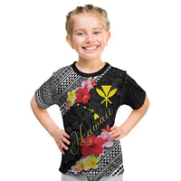 Aloha Hawaii Hibiscus and Plumeria Flowers Kid T Shirt Kanaka Maoli Tattoo Polynesian Pattern