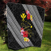 Aloha Hawaii Hibiscus and Plumeria Flowers Quilt Kanaka Maoli Tattoo Polynesian Pattern