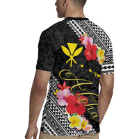 Aloha Hawaii Hibiscus and Plumeria Flowers Rugby Jersey Kanaka Maoli Tattoo Polynesian Pattern