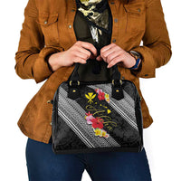 Aloha Hawaii Hibiscus and Plumeria Flowers Shoulder Handbag Kanaka Maoli Tattoo Polynesian Pattern