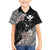 Aloha Hawaii Hibiscus and Plumeria Flowers Family Matching Puletasi and Hawaiian Shirt Kanaka Maoli Tattoo Polynesian Pattern Gray Color