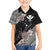 Aloha Hawaii Hibiscus and Plumeria Flowers Family Matching Short Sleeve Bodycon Dress and Hawaiian Shirt Kanaka Maoli Tattoo Polynesian Pattern Gray Color