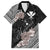 Aloha Hawaii Hibiscus and Plumeria Flowers Hawaiian Shirt Kanaka Maoli Tattoo Polynesian Pattern Gray Color