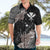 Aloha Hawaii Hibiscus and Plumeria Flowers Hawaiian Shirt Kanaka Maoli Tattoo Polynesian Pattern Gray Color