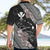 Aloha Hawaii Hibiscus and Plumeria Flowers Hawaiian Shirt Kanaka Maoli Tattoo Polynesian Pattern Gray Color