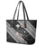 Aloha Hawaii Hibiscus and Plumeria Flowers Leather Tote Bag Kanaka Maoli Tattoo Polynesian Pattern Gray Color