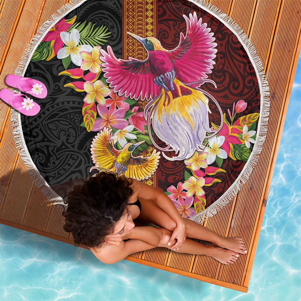 Papua New Guinea Birds and Frangipani Beach Blanket Melanesian Art Tattoos - Polynesian Pride