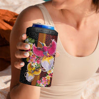 Papua New Guinea Birds and Frangipani 4 in 1 Can Cooler Tumbler Melanesian Art Tattoos - Polynesian Pride