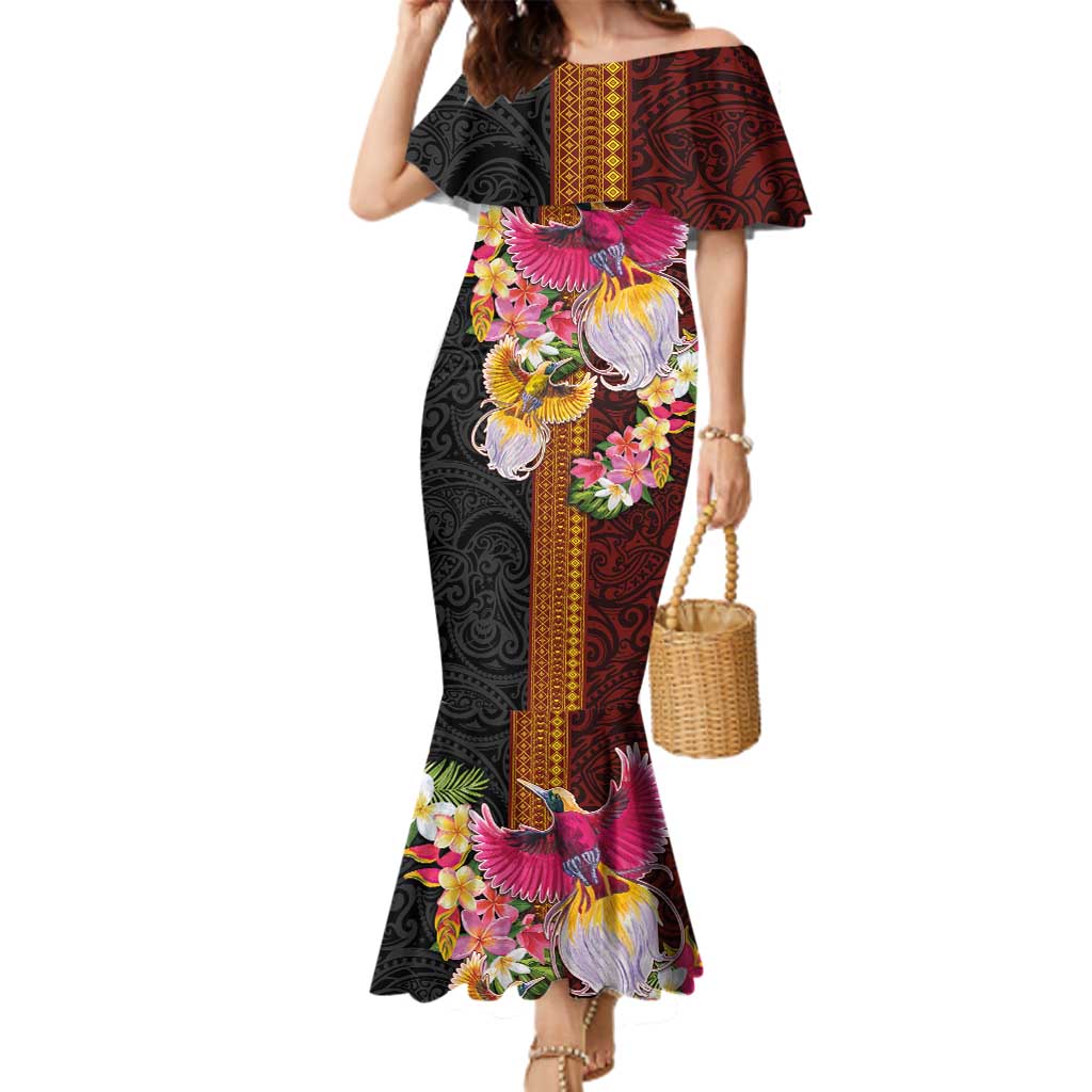 Papua New Guinea Birds and Frangipani Family Matching Mermaid Dress and Hawaiian Shirt Melanesian Art Tattoos - Polynesian Pride