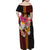 Papua New Guinea Birds and Frangipani Family Matching Off Shoulder Maxi Dress and Hawaiian Shirt Melanesian Art Tattoos - Polynesian Pride