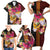Papua New Guinea Birds and Frangipani Family Matching Short Sleeve Bodycon Dress and Hawaiian Shirt Melanesian Art Tattoos - Polynesian Pride