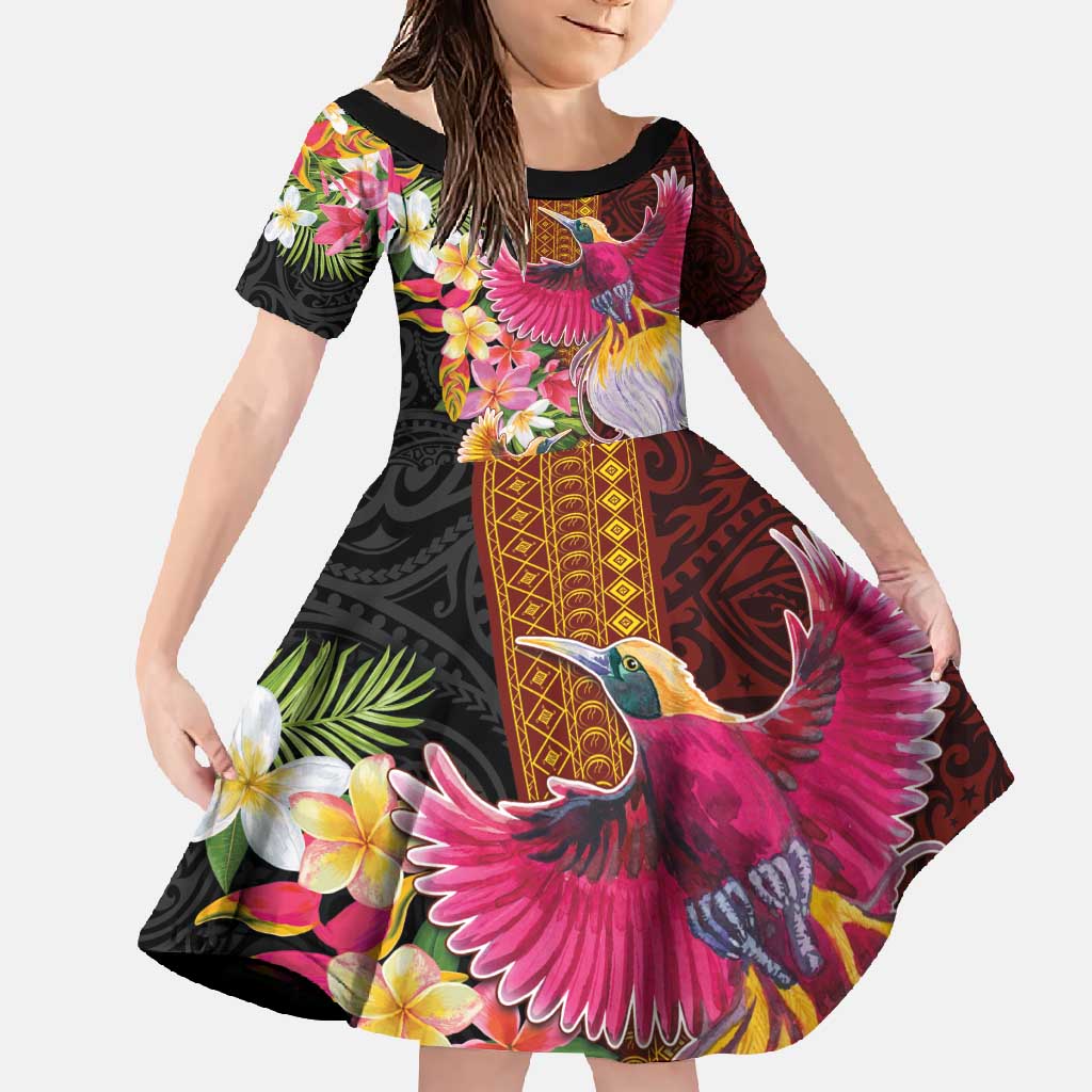 Papua New Guinea Birds and Frangipani Family Matching Summer Maxi Dress and Hawaiian Shirt Melanesian Art Tattoos - Polynesian Pride