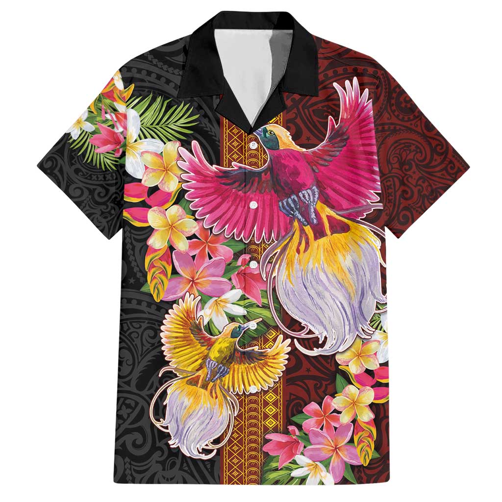 Papua New Guinea Birds and Frangipani Hawaiian Shirt Melanesian Art Tattoos - Polynesian Pride