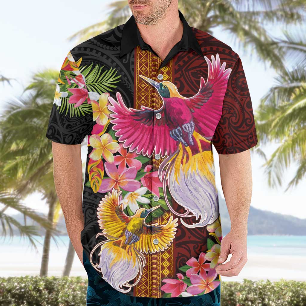 Papua New Guinea Birds and Frangipani Hawaiian Shirt Melanesian Art Tattoos - Polynesian Pride