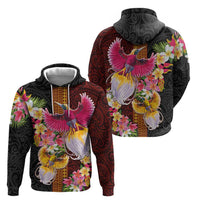 Papua New Guinea Birds and Frangipani Hoodie Melanesian Art Tattoos - Polynesian Pride