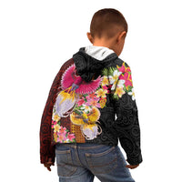 Papua New Guinea Birds and Frangipani Kid Hoodie Melanesian Art Tattoos - Polynesian Pride