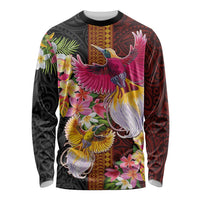 Papua New Guinea Birds and Frangipani Long Sleeve Shirt Melanesian Art Tattoos - Polynesian Pride