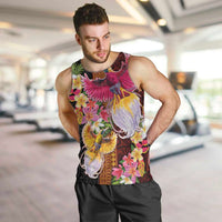 Papua New Guinea Birds and Frangipani Men Tank Top Melanesian Art Tattoos - Polynesian Pride