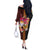 Papua New Guinea Birds and Frangipani Off The Shoulder Long Sleeve Dress Melanesian Art Tattoos - Polynesian Pride