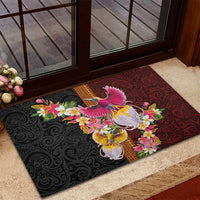 Papua New Guinea Birds and Frangipani Rubber Doormat Melanesian Art Tattoos - Polynesian Pride
