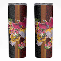 Papua New Guinea Birds and Frangipani Skinny Tumbler Melanesian Art Tattoos - Polynesian Pride