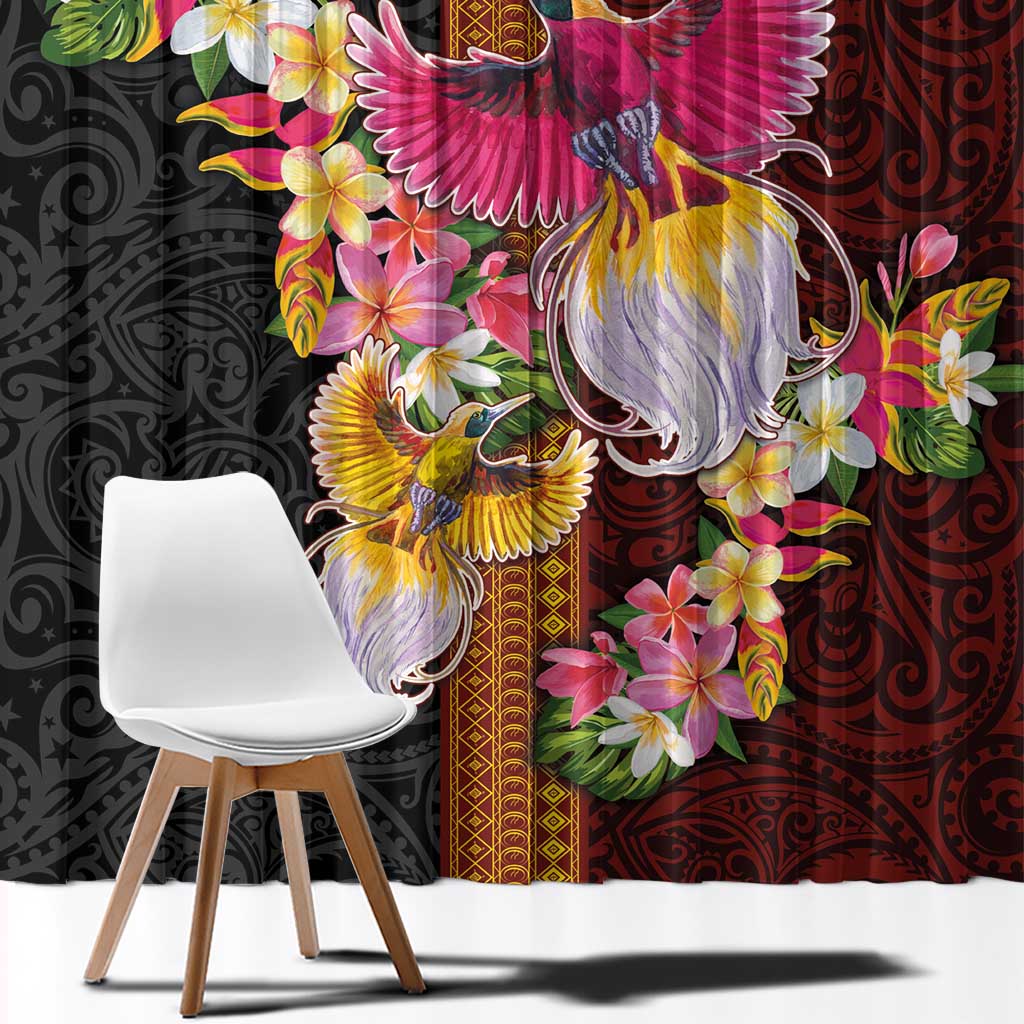 Papua New Guinea Birds and Frangipani Window Curtain Melanesian Art Tattoos - Polynesian Pride