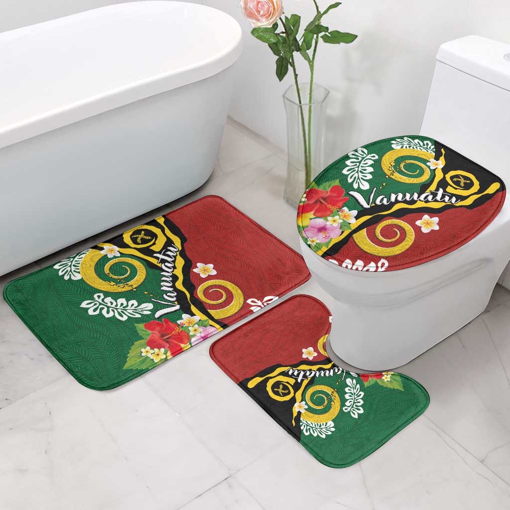 Melanesian Vanuatu Tribal Boar Tusk Bathroom Set Tropical Plants and Namele Motifs - Polynesian Pride