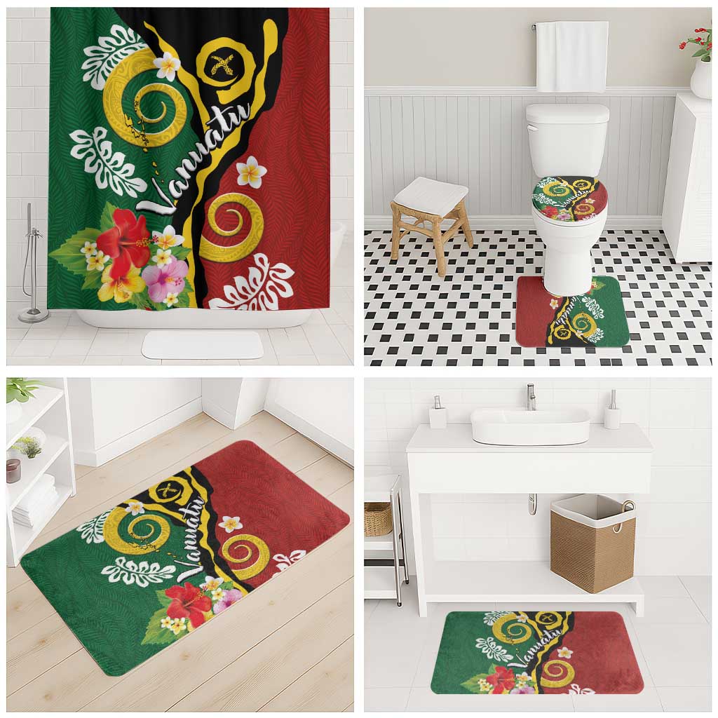 Melanesian Vanuatu Tribal Boar Tusk Bathroom Set Tropical Plants and Namele Motifs - Polynesian Pride