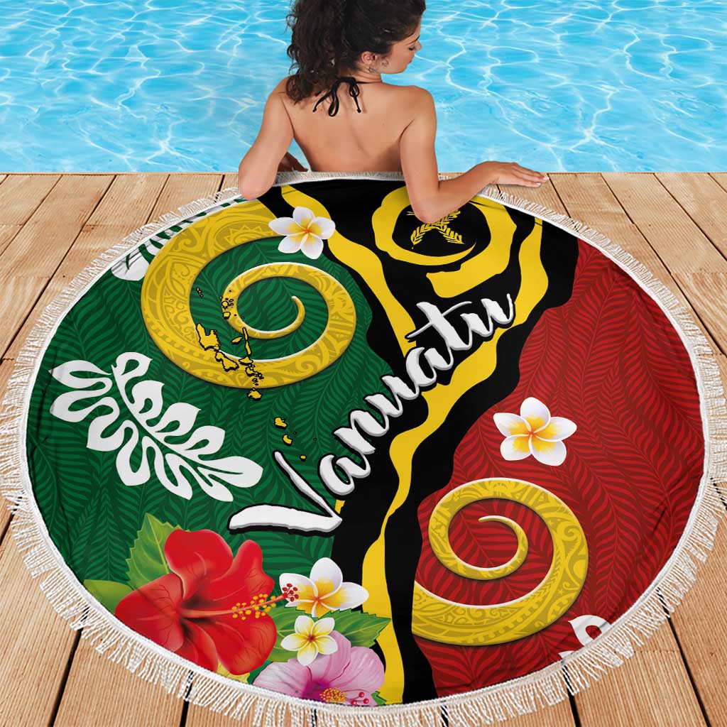 Melanesian Vanuatu Tribal Boar Tusk Beach Blanket Tropical Plants and Namele Motifs - Polynesian Pride