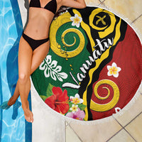 Melanesian Vanuatu Tribal Boar Tusk Beach Blanket Tropical Plants and Namele Motifs - Polynesian Pride