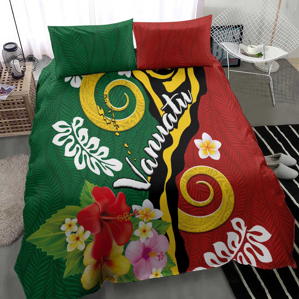 Melanesian Vanuatu Tribal Boar Tusk Bedding Set Tropical Plants and Namele Motifs - Polynesian Pride