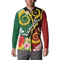 Melanesian Vanuatu Tribal Boar Tusk Button Sweatshirt Tropical Plants and Namele Motifs - Polynesian Pride