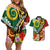 Melanesian Vanuatu Tribal Boar Tusk Couples Matching Off Shoulder Short Dress and Hawaiian Shirt Tropical Plants and Namele Motifs - Polynesian Pride
