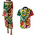 Melanesian Vanuatu Tribal Boar Tusk Couples Matching Puletasi and Hawaiian Shirt Tropical Plants and Namele Motifs - Polynesian Pride