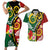 Melanesian Vanuatu Tribal Boar Tusk Couples Matching Short Sleeve Bodycon Dress and Hawaiian Shirt Tropical Plants and Namele Motifs - Polynesian Pride