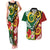 Melanesian Vanuatu Tribal Boar Tusk Couples Matching Tank Maxi Dress and Hawaiian Shirt Tropical Plants and Namele Motifs - Polynesian Pride