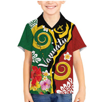 Melanesian Vanuatu Tribal Boar Tusk Family Matching Mermaid Dress and Hawaiian Shirt Tropical Plants and Namele Motifs - Polynesian Pride