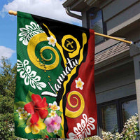 Melanesian Vanuatu Tribal Boar Tusk Garden Flag Tropical Plants and Namele Motifs - Polynesian Pride
