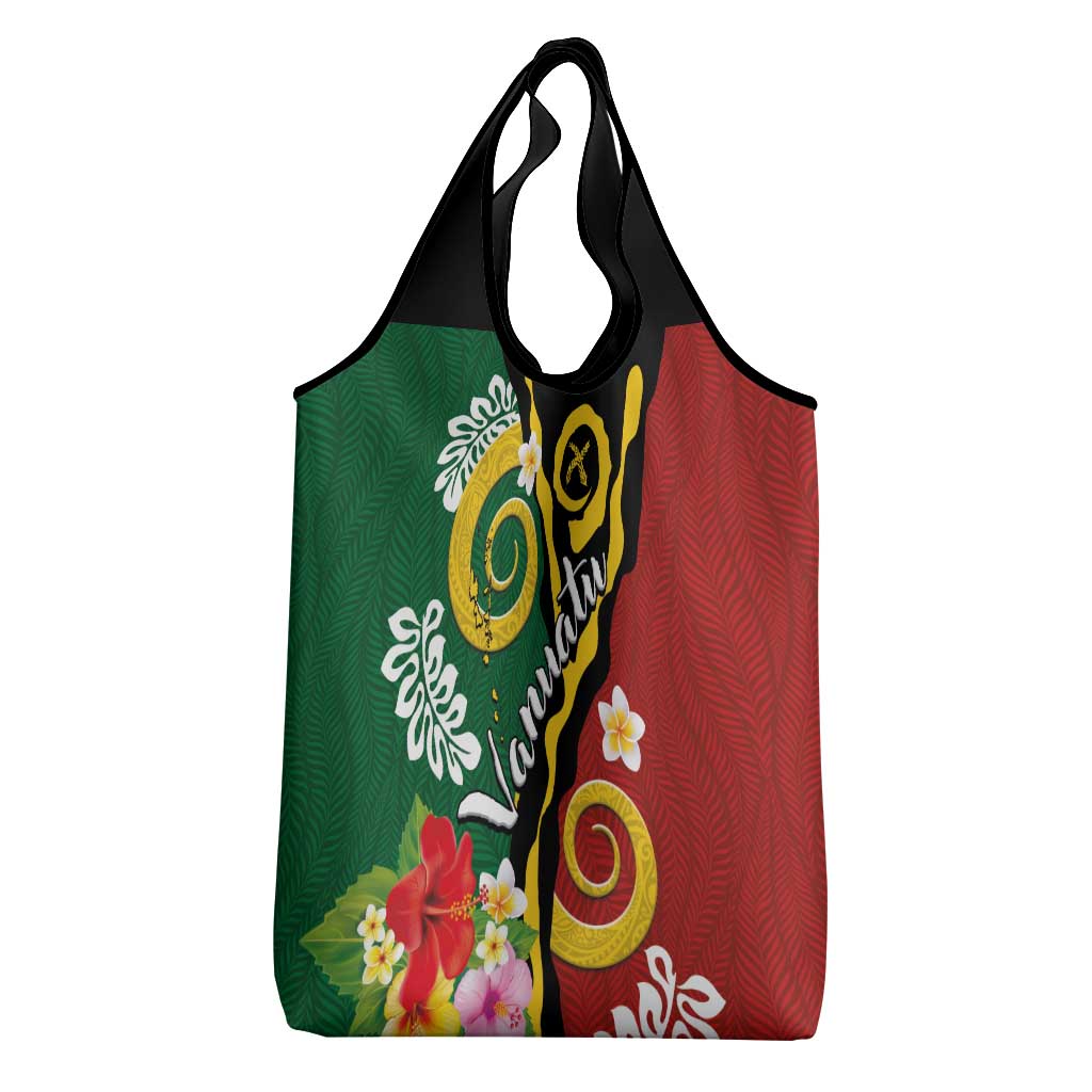 Melanesian Vanuatu Tribal Boar Tusk Grocery Bag Tropical Plants and Namele Motifs - Polynesian Pride