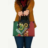 Melanesian Vanuatu Tribal Boar Tusk Leather Bag Tropical Plants and Namele Motifs - Polynesian Pride